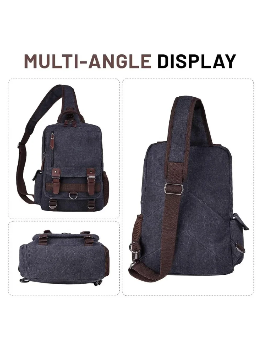 Canvas Crossbody Messenger Sling Bag Travel Daypack Fits 13